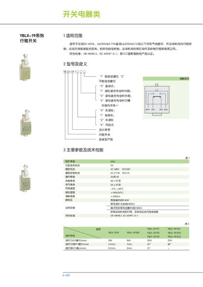 YBLX YBLX-19 Series Stroke Switch Manual - cover page