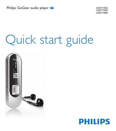 Philips GoGear audio player SA011102S SA011104S SA011108S user guide ( English ) - cover page