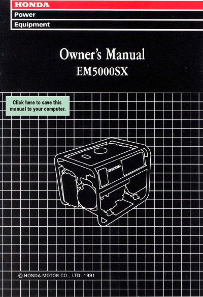 Honda EM5000SX Generator Owner's Manual - cover page