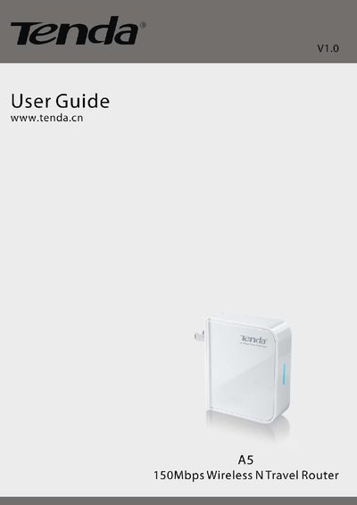 Tenda A5 Travel Wireless N Router User Manual - cover page