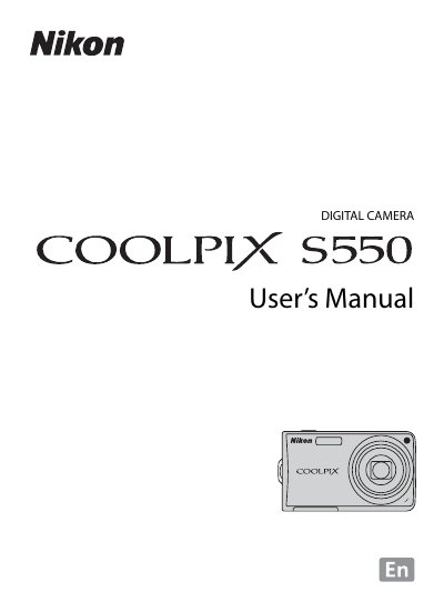 Nikon COOLPIX S550 Digital Camera User Manual - cover page