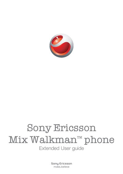 Sony Ericsson Mix Walkman WT13 User Manual - cover page