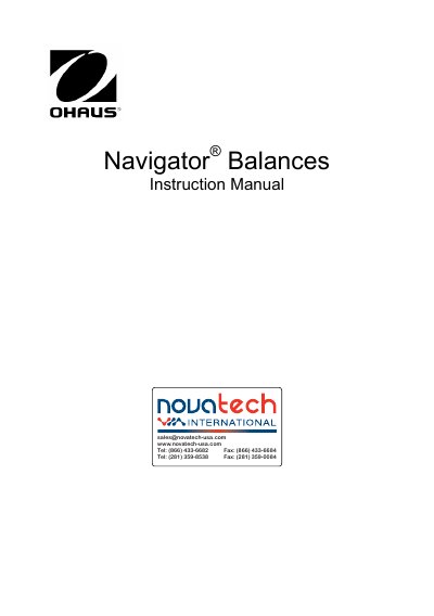 Novatech EN-1 Navigator Balance Instruction Manual - cover page