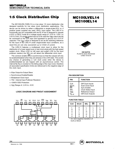 Motorola MC10EL14/MC100EL14 Datasheet - cover page