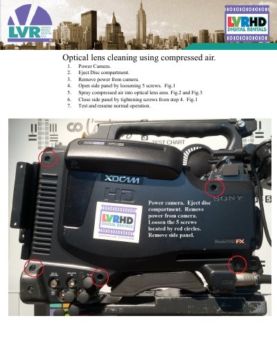 Sony PDW-F800/700 Optical Lens Cleaning Guide - cover page