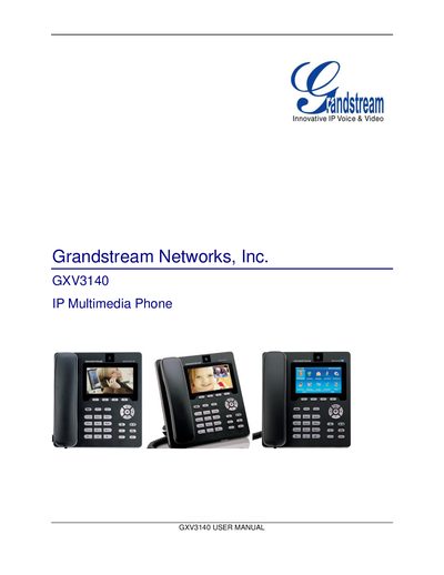 Grandstream GXV3140 IP Multimedia Phone User Manual - cover page