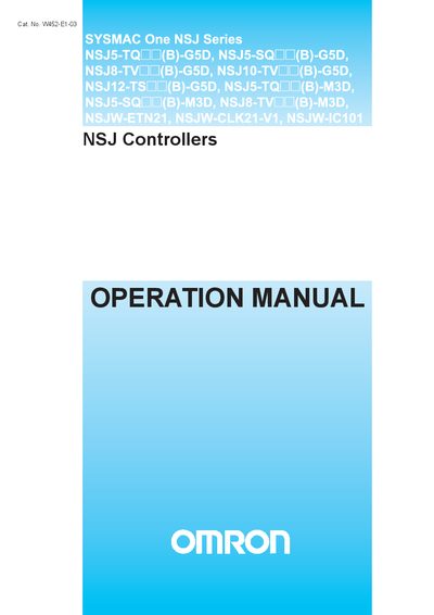 Omron NSJ Series Controllers Operation Manual - cover page