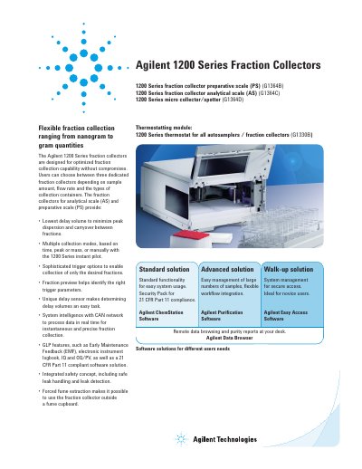 Agilent 1200 Series Fraction Collectors Product Brochure - cover page