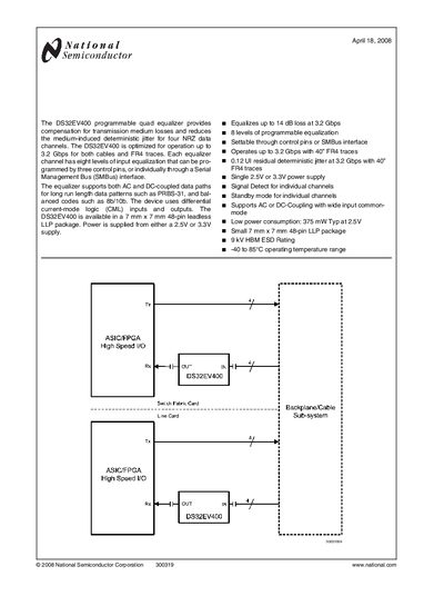 National Semiconductor DS32EV400 Programmable Quad Equalizer Handbook - cover page