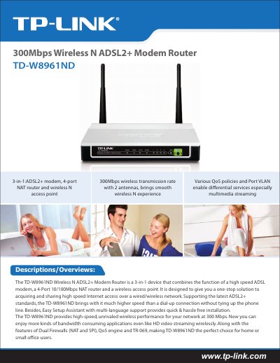 TP-LINK TL-W8961ND Manual - cover page