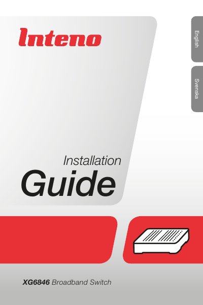 Inteno XG6846 Broadband Switch Installation Guide - cover page