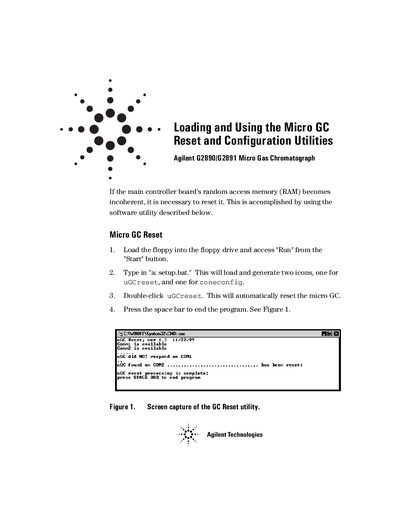 Agilent G2890/G2891 Micro Gas Chromatograph Reset and Configuration Utility Guide - cover page
