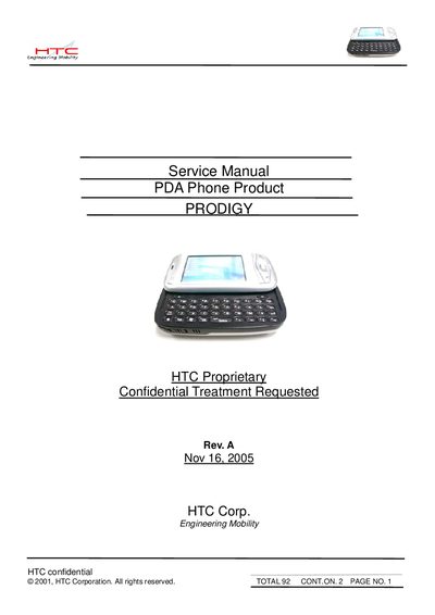 HTC 838 phone service manual - cover page