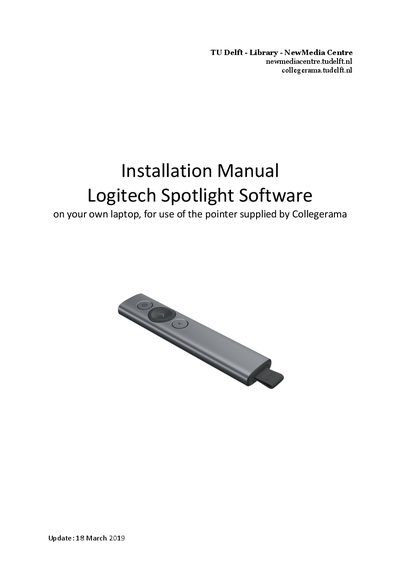 Logitech Spotlight Software Installation Guide - cover page