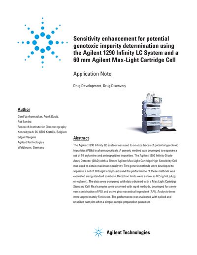 Agilent 1290 Infinity LC System Application Note for Genotoxic Impurity Determination - cover page