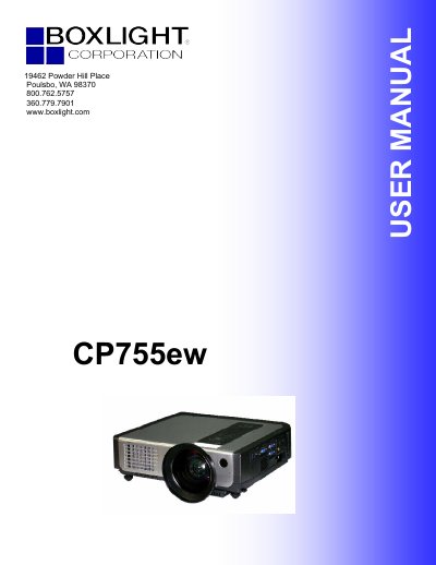BOXLIGHT CP755ew Digital Multimedia Projector User Manual - cover page