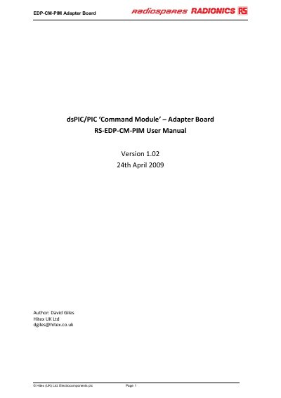 Hitex EDP-CM-PIM Adapter Board User Manual - cover page