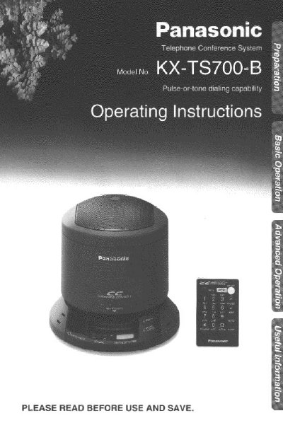 Panasonic KX-TS700-B Telephone Conference System Operating Instructions - cover page