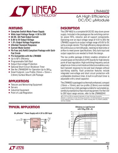 Linear Technology LTM4602 Datasheet - cover page