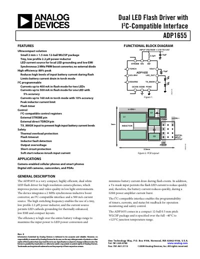 Analog Devices ADP1655 Dual LED Flash Driver Datasheet