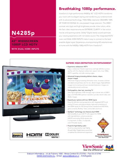 ViewSonic N4285p 42" LCD HDTV User Manual - cover page