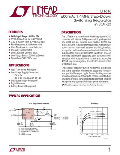 Linear Technology LT1616 Datasheet - cover page