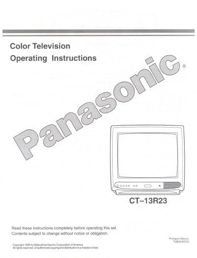 Panasonic CT-13R23 Color Television Operating Instructions - cover page