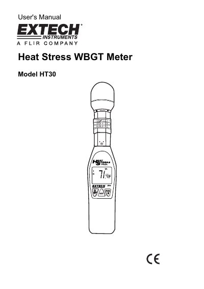 Extech HT30 Heat Stress WBGT Meter User's Manual - cover page