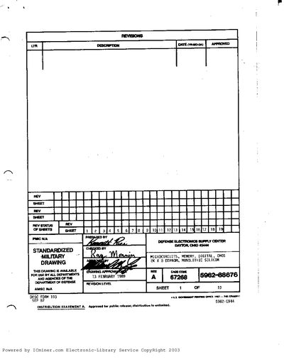 STANDARD MICROCIRCUIT DRAWING SIZE 67268 Data sheet (5) - cover page