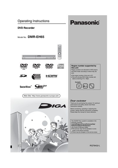 Panasonic DMR-EH65 DVD Recorder User Manual