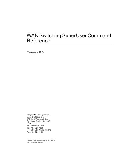Cisco BPX 8600 Series WAN Switching SuperUser Command Reference - cover page