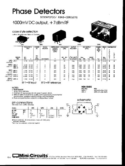 Mini-Circuits Phase Detectors Datasheet - cover page