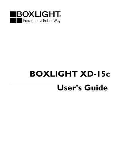 BOXLIGHT XD-15c Digital Projector User's Guide - cover page