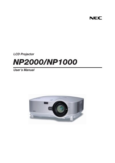 NEC NP2000/NP1000 LCD Projector User Manual