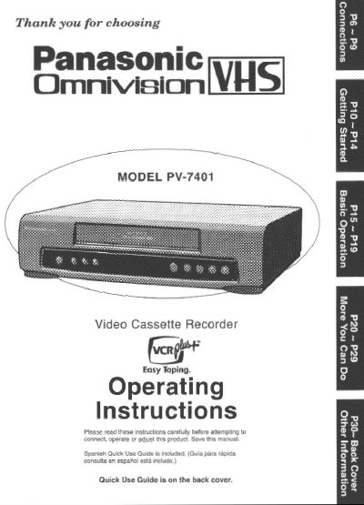 Orniveton PV-7401 Video Cassette Recorder Operating Instructions - cover page