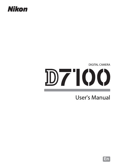 Nikon D7100 Digital Camera User Manual - cover page