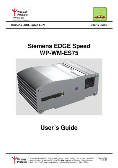 Siemens WP‑WM‑ES75 Modem User Guide - cover page