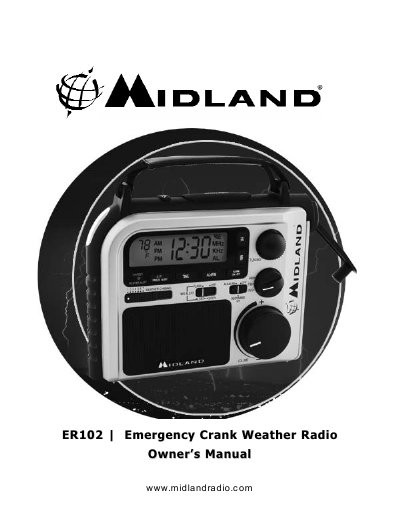 Midland ER102 Emergency Crank Weather Radio Owner's Manual - cover page