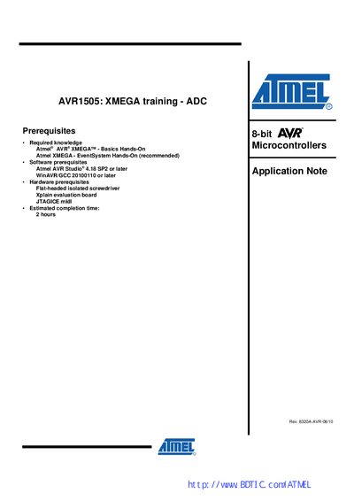Atmel ATxmega128A1 ADC Training Application Note AVR1505 - cover page