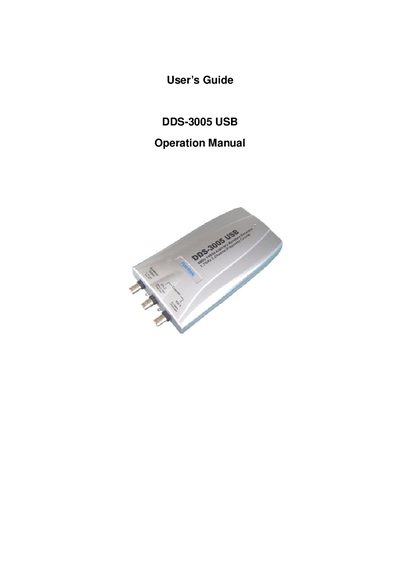DDS-3005 USB Arbitrary Waveform Generator User Manual - cover page