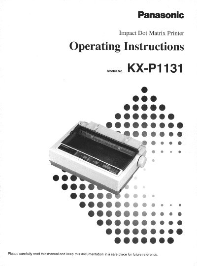 Panasonic KX-P1131 Impact Dot Matrix Printer Operating Instructions - cover page