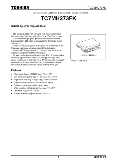 Toshiba TC7MH273FK Datasheet - cover page