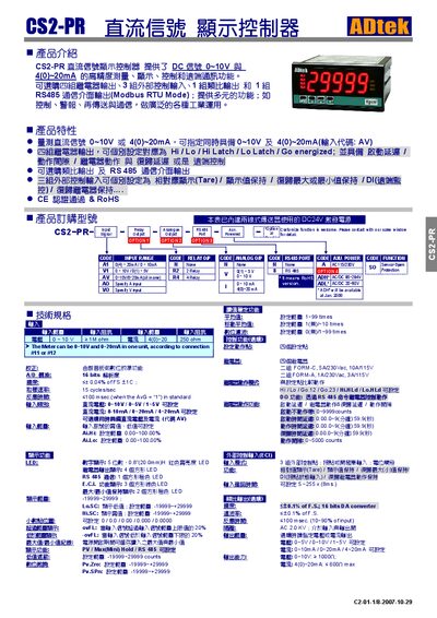 CS2 PR DC Signal Display Controller User Manual - cover page