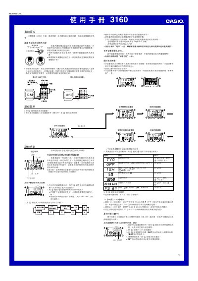 Casio 3160 Watch User Manual - cover page