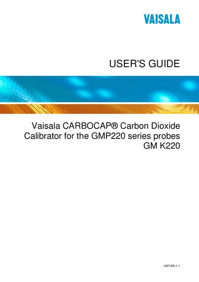 Vaisala GMK220 User Guide - cover page
