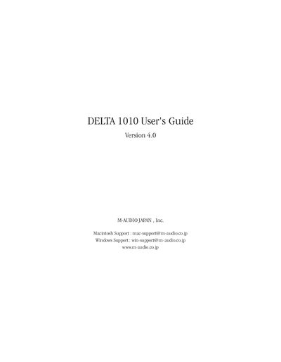 M-Audio Delta 1010 User's Guide - cover page