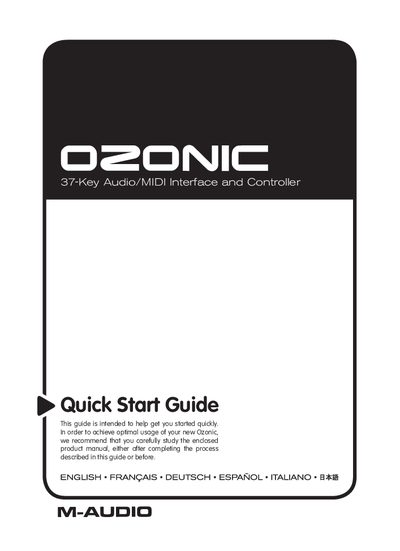 M-Audio Ozonic Quick Start Guide - cover page