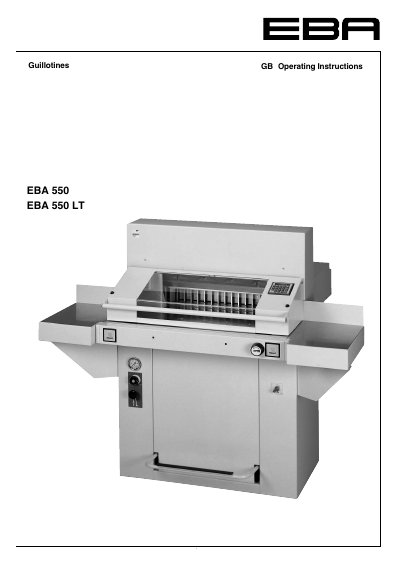 EBA 550/550 LT Guillotine Operating Instructions - cover page