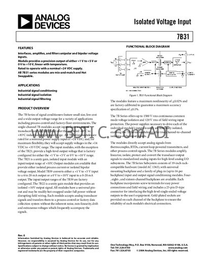 Analog Devices 7B31 Handbook - cover page
