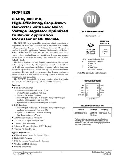 ON Semiconductor NCP1526 Datasheet - cover page